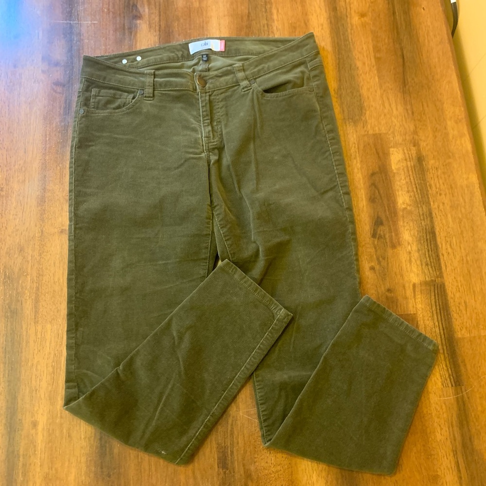 CAbi Olive Green Skinny Corduroy Pants